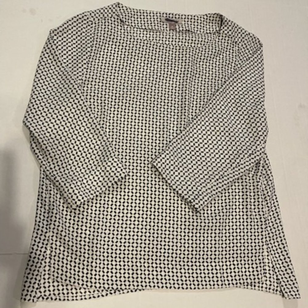 LOZ & ALI black & white tunic top 3/4 sleeves size M